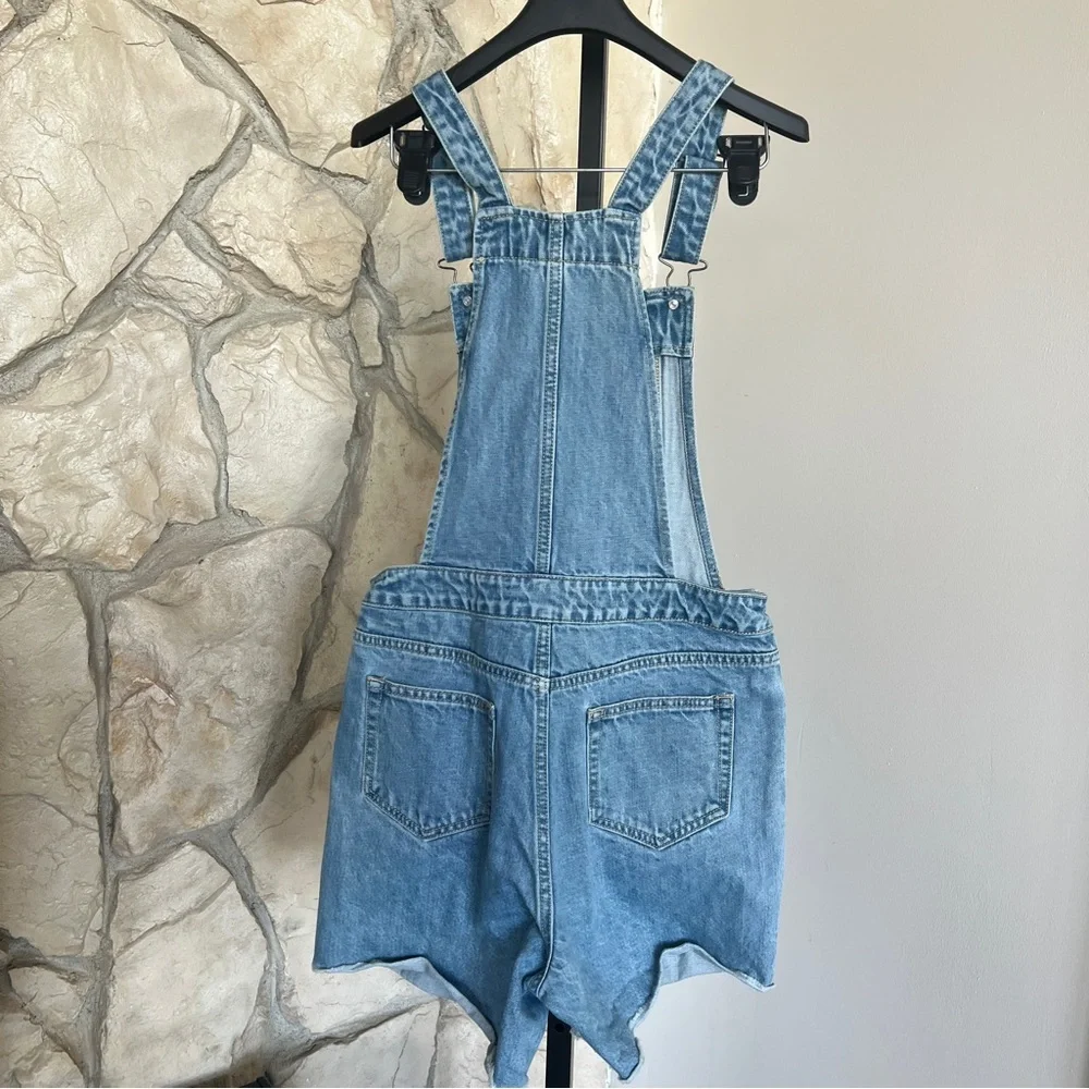 EVIDNT Distressed Casual Essential Denim Overalls Shortalls - Picture 4 of 5